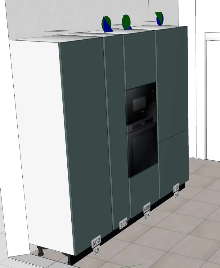 Progetto 3D, colonna con forno e microonde