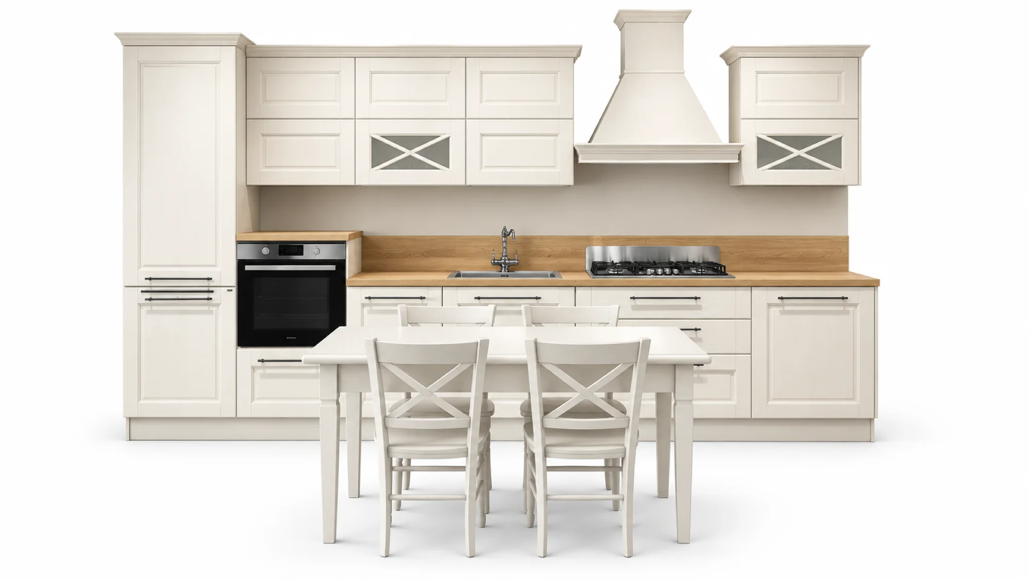 Cucina Agnese Cucine LUBE, vista frontale su sfondo bianco