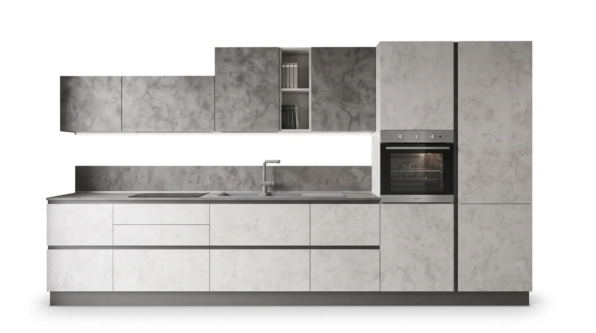 Cucina Tablet Cemento Creo Kitchens, ante Calce Sole/Piombo
