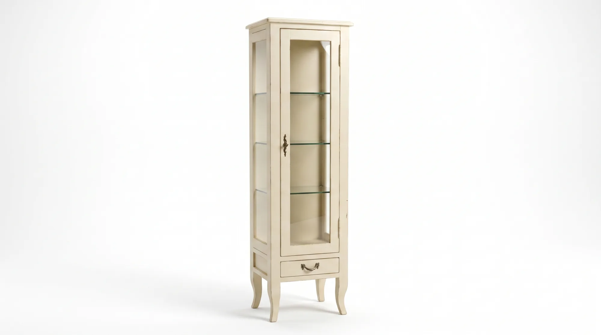 Vetrina laccata beige, fondo noce