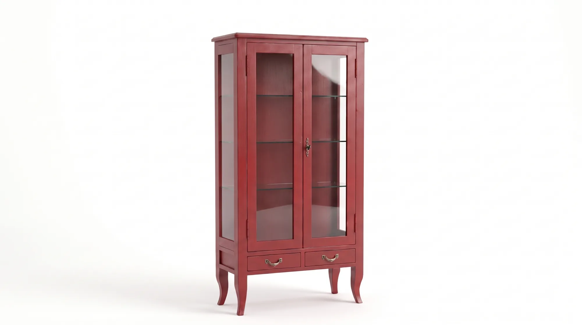 Vetrina laccata rosso, fondo nero